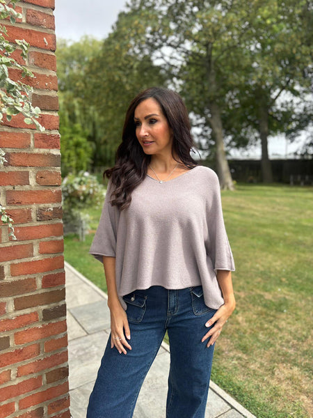 Mocha V-Neck Reverse Seam Knit Diana – Tillett's