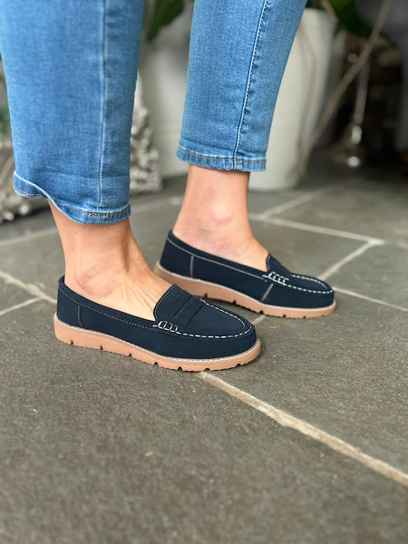 Navy Suede Loafers Tillett s