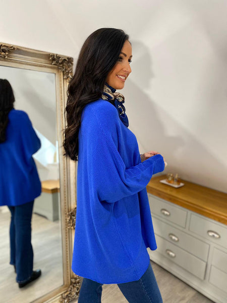 Royal blue sweater clearance outfit