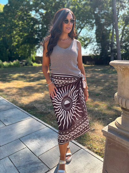 WALES BONNER SUNRISE WRAP SKIRT 新品未使用 Chocolate Longline Celestial Sun Wrap Skirt – Tillett's