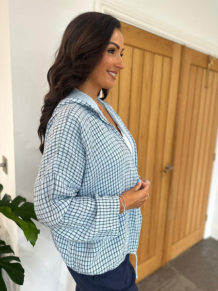 Blue Bubble Cotton Checked Jacket Niamh – Tillett's
