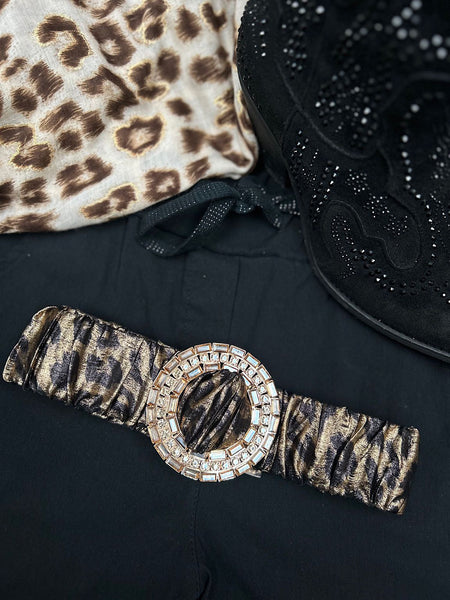 Gold Animal Print Elasticated Belt Tillett s