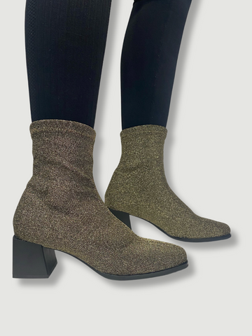Gold Lurex Heeled Sock Boots Tillett s