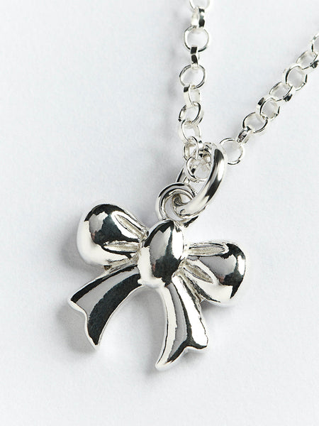 Sterling silver bow necklace hotsell