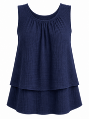 Navy Layered Bubble Cotton Vest Quinn