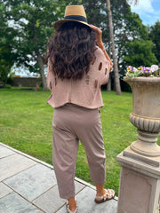 Pink Distressed Metallic Knit Bianca