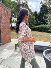 Mocha Floral Print Knit Tunic Delilah