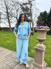 Blue Floral Butterfly Top Reeva