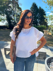 White Ruffle Top Maisie