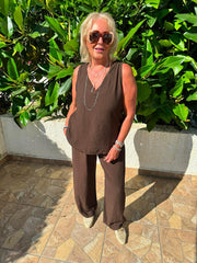 Chocolate Textured Vest Top Kaylee
