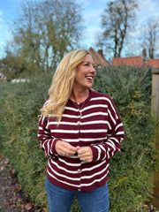 Wine Stripe Cardigan Dora