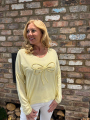 Lemon Textured Bow Shimmer Knit Thea