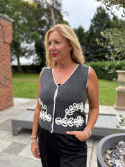 Charcoal Contrast Trim Waistcoat Jan
