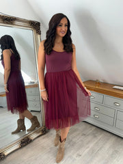 Wine Half Mesh Slip Olivia