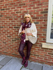 Antique Cream Diamond Pattern Shimmer Knit Chloe