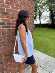 White Bubble Cotton Tie Detail Vest Miley