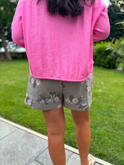 Mocha Floral Print Shorts