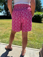 Lipstick Pink Ditsy Floral Shorts Lyra