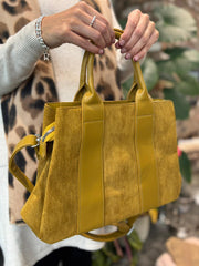 Mustard Multi Fabric Handbag