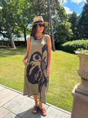 Khaki Artisan Bloom Dress Emily