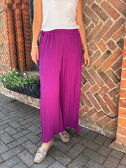 Magenta Pleated Wide Leg Trousers