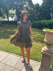 Khaki Broderie Floral Dress Brooke