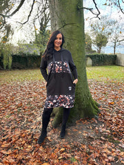 Black Leaf Panel Sweat Dress Savana