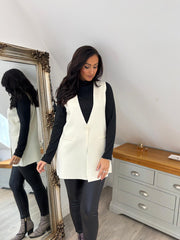 Antique Cream Single Button Waistcoat Kylie