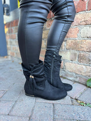 Black Faux Suede Slouch Boots