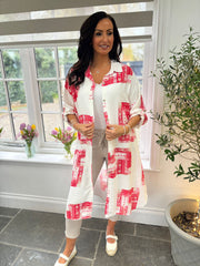 Red Floral Aztec Shirt Dress Gemma