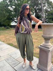 Chocolate Abstract Halter Neck Top Jessie