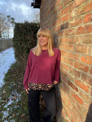 Wine Leopard Hem Knit Bianca