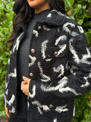Black Swirl Pattern Coat Elsa