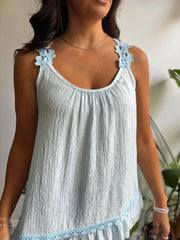 Blue Floral Strap Vest Top Lexa