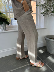 Mocha Textured Lightweight Trousers Kaylee