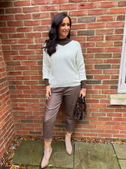 Antique Cream Back Detail Knit Top Billie