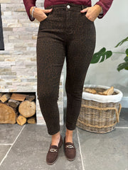 Chocolate Leopard Straight Leg Jeans