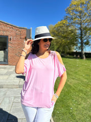 Pink Cold Shoulder Top Orla