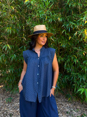 Navy Polka Dot Top Ashley