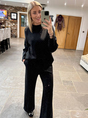 Black Diamante Sweat Top Nina
