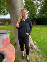 Black Stud Pocket Top Serena