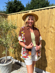 Chocolate Botanical Border Shirt Gemma