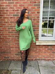 Pistachio Ribbed Long Sleeve Dress Rhianna
