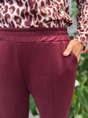 Wine Seam Front Pull On Comfort Trousers