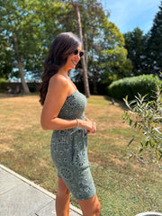 Khaki Bubble Cotton Paisley Playsuit