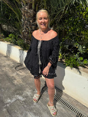 Black Luxury Tassel Lace Tunic Opal