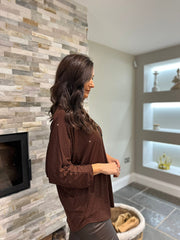 Chocolate Diamante Zip Top Trisha