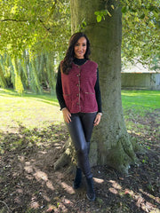 Wine Leopard Trim Waistcoat Rhea
