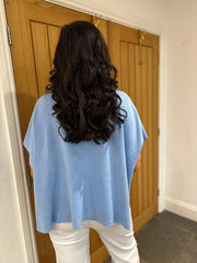 Blue Button Front Knit Zelda