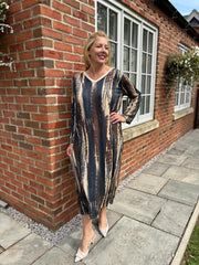 Denim Blue Brushstroke Shimmer Dress Freya